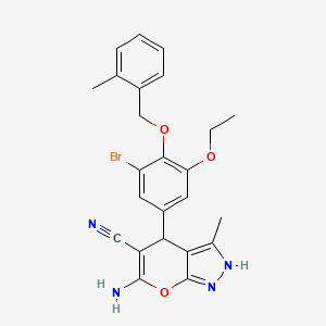 6-amino-4-{3-bromo-5-ethoxy-4-[(2-methylbenzyl)oxy]phenyl}-3-methyl-1,4-dihydropyrano[2,3-c]pyrazole-5-carbonitrile