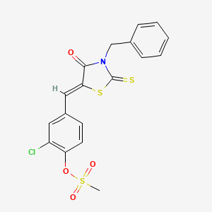 molecular formula C18H14ClNO4S3 B4836987 4-[(3-benzyl-4-oxo-2-thioxo-1,3-thiazolidin-5-ylidene)methyl]-2-chlorophenyl methanesulfonate 