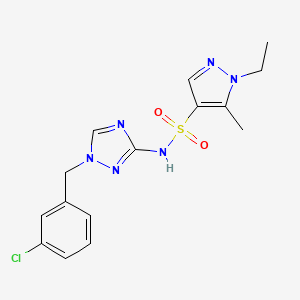 molecular formula C15H17ClN6O2S B4837009 N-[1-(3-chlorobenzyl)-1H-1,2,4-triazol-3-yl]-1-ethyl-5-methyl-1H-pyrazole-4-sulfonamide 