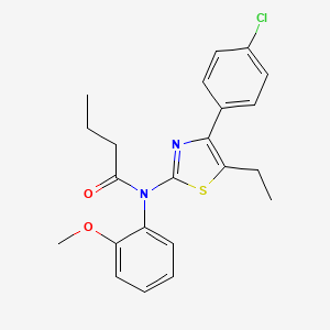 molecular formula C22H23ClN2O2S B4837017 N-[4-(4-chlorophenyl)-5-ethyl-1,3-thiazol-2-yl]-N-(2-methoxyphenyl)butanamide 