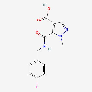 molecular formula C13H12FN3O3 B4837143 5-{[(4-fluorobenzyl)amino]carbonyl}-1-methyl-1H-pyrazole-4-carboxylic acid 