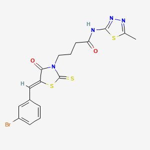 molecular formula C17H15BrN4O2S3 B4837162 4-[5-(3-bromobenzylidene)-4-oxo-2-thioxo-1,3-thiazolidin-3-yl]-N-(5-methyl-1,3,4-thiadiazol-2-yl)butanamide 