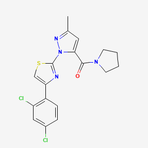 molecular formula C18H16Cl2N4OS B4837170 4-(2,4-dichlorophenyl)-2-[3-methyl-5-(1-pyrrolidinylcarbonyl)-1H-pyrazol-1-yl]-1,3-thiazole 