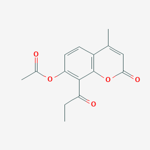 B483723 (4-Methyl-2-oxo-8-propanoylchromen-7-yl) acetate CAS No. 376384-53-1