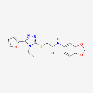 molecular formula C17H16N4O4S B4837240 N-1,3-benzodioxol-5-yl-2-{[4-ethyl-5-(2-furyl)-4H-1,2,4-triazol-3-yl]thio}acetamide CAS No. 587005-13-8