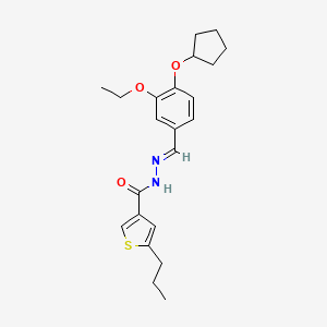 molecular formula C22H28N2O3S B4837250 N'-[4-(cyclopentyloxy)-3-ethoxybenzylidene]-5-propyl-3-thiophenecarbohydrazide 