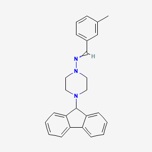 molecular formula C25H25N3 B4837288 4-(9H-fluoren-9-yl)-N-(3-methylbenzylidene)-1-piperazinamine 