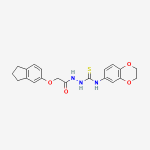 molecular formula C20H21N3O4S B4837292 N-(2,3-dihydro-1,4-benzodioxin-6-yl)-2-[(2,3-dihydro-1H-inden-5-yloxy)acetyl]hydrazinecarbothioamide 