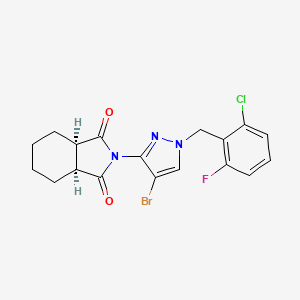 molecular formula C18H16BrClFN3O2 B4837308 (3aR,7aS)-2-[4-bromo-1-(2-chloro-6-fluorobenzyl)-1H-pyrazol-3-yl]hexahydro-1H-isoindole-1,3(2H)-dione 