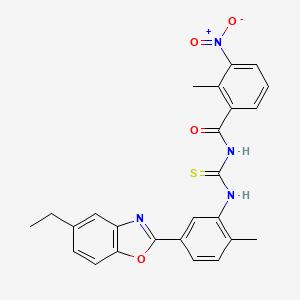 molecular formula C25H22N4O4S B4837326 N-({[5-(5-ethyl-1,3-benzoxazol-2-yl)-2-methylphenyl]amino}carbonothioyl)-2-methyl-3-nitrobenzamide 