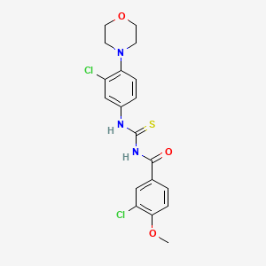 molecular formula C19H19Cl2N3O3S B4837347 3-chloro-N-({[3-chloro-4-(4-morpholinyl)phenyl]amino}carbonothioyl)-4-methoxybenzamide 