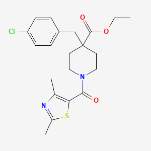 molecular formula C21H25ClN2O3S B4837353 ethyl 4-(4-chlorobenzyl)-1-[(2,4-dimethyl-1,3-thiazol-5-yl)carbonyl]-4-piperidinecarboxylate 