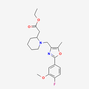 ethyl (1-{[2-(4-fluoro-3-methoxyphenyl)-5-methyl-1,3-oxazol-4-yl]methyl}-2-piperidinyl)acetate