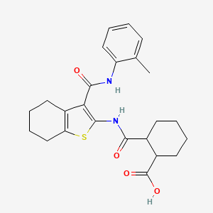 molecular formula C24H28N2O4S B4837495 2-{[(3-{[(2-methylphenyl)amino]carbonyl}-4,5,6,7-tetrahydro-1-benzothien-2-yl)amino]carbonyl}cyclohexanecarboxylic acid 