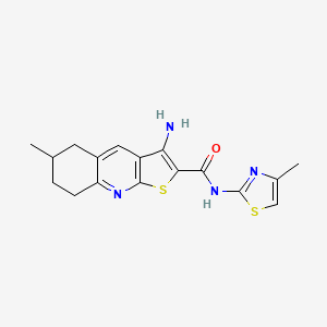 molecular formula C17H18N4OS2 B4837528 3-amino-6-methyl-N-(4-methyl-1,3-thiazol-2-yl)-5,6,7,8-tetrahydrothieno[2,3-b]quinoline-2-carboxamide 