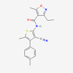molecular formula C20H19N3O2S B4837538 N-[3-cyano-5-methyl-4-(4-methylphenyl)-2-thienyl]-3-ethyl-5-methyl-4-isoxazolecarboxamide 