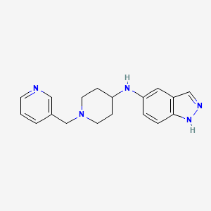 molecular formula C18H21N5 B4837620 N-[1-(3-pyridinylmethyl)-4-piperidinyl]-1H-indazol-5-amine bis(trifluoroacetate) 