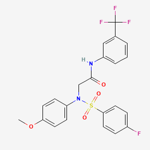 molecular formula C22H18F4N2O4S B4837636 N~2~-[(4-fluorophenyl)sulfonyl]-N~2~-(4-methoxyphenyl)-N~1~-[3-(trifluoromethyl)phenyl]glycinamide 