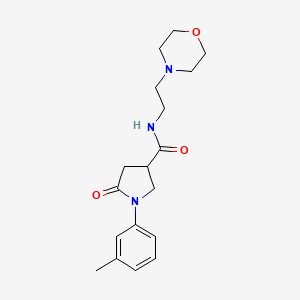 molecular formula C18H25N3O3 B4837637 1-(3-methylphenyl)-N-[2-(4-morpholinyl)ethyl]-5-oxo-3-pyrrolidinecarboxamide 