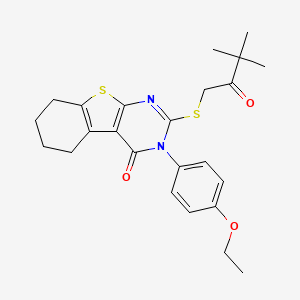 molecular formula C24H28N2O3S2 B4837671 2-[(3,3-dimethyl-2-oxobutyl)thio]-3-(4-ethoxyphenyl)-5,6,7,8-tetrahydro[1]benzothieno[2,3-d]pyrimidin-4(3H)-one 