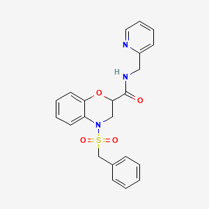 molecular formula C22H21N3O4S B4837685 4-(benzylsulfonyl)-N-(2-pyridinylmethyl)-3,4-dihydro-2H-1,4-benzoxazine-2-carboxamide 