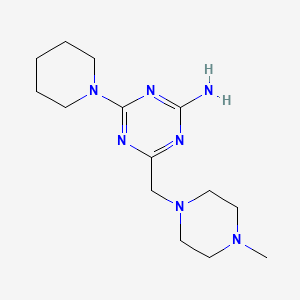 molecular formula C14H25N7 B4837696 s-Triazine, 2-amino-4-((4-methyl-1-piperazinyl)methyl)-6-piperidino- CAS No. 30146-56-6