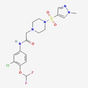 molecular formula C17H20ClF2N5O4S B4837717 N~1~-[3-CHLORO-4-(DIFLUOROMETHOXY)PHENYL]-2-{4-[(1-METHYL-1H-PYRAZOL-4-YL)SULFONYL]PIPERAZINO}ACETAMIDE 