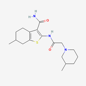 molecular formula C18H27N3O2S B4837742 6-methyl-2-{[(3-methyl-1-piperidinyl)acetyl]amino}-4,5,6,7-tetrahydro-1-benzothiophene-3-carboxamide 