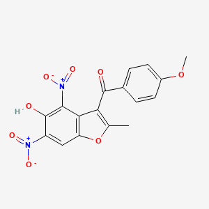molecular formula C17H12N2O8 B4837778 (5-hydroxy-2-methyl-4,6-dinitro-1-benzofuran-3-yl)(4-methoxyphenyl)methanone 