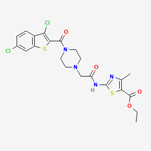 molecular formula C22H22Cl2N4O4S2 B4837783 ethyl 2-[({4-[(3,6-dichloro-1-benzothien-2-yl)carbonyl]-1-piperazinyl}acetyl)amino]-4-methyl-1,3-thiazole-5-carboxylate 
