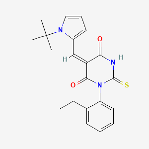 molecular formula C21H23N3O2S B4837805 5-[(1-tert-butyl-1H-pyrrol-2-yl)methylene]-1-(2-ethylphenyl)-2-thioxodihydro-4,6(1H,5H)-pyrimidinedione 