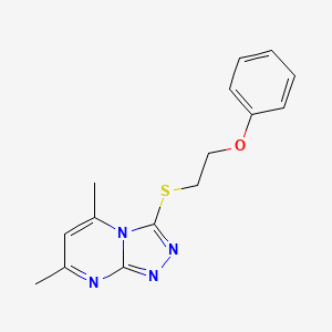 molecular formula C15H16N4OS B4837819 5,7-dimethyl-3-[(2-phenoxyethyl)thio][1,2,4]triazolo[4,3-a]pyrimidine 