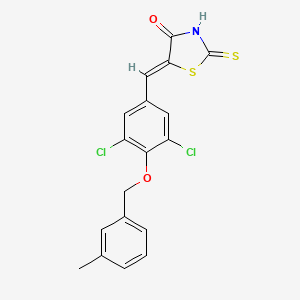 molecular formula C18H13Cl2NO2S2 B4837874 5-{3,5-dichloro-4-[(3-methylbenzyl)oxy]benzylidene}-2-thioxo-1,3-thiazolidin-4-one 