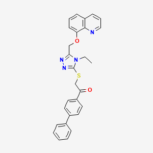 molecular formula C28H24N4O2S B4837881 1-(4-biphenylyl)-2-({4-ethyl-5-[(8-quinolinyloxy)methyl]-4H-1,2,4-triazol-3-yl}thio)ethanone 