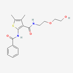 molecular formula C18H22N2O4S B4837903 2-(benzoylamino)-N-[2-(2-hydroxyethoxy)ethyl]-4,5-dimethyl-3-thiophenecarboxamide 