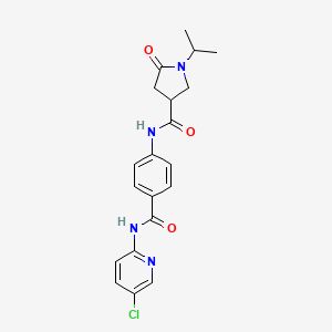molecular formula C20H21ClN4O3 B4837910 N-(4-{[(5-chloro-2-pyridinyl)amino]carbonyl}phenyl)-1-isopropyl-5-oxo-3-pyrrolidinecarboxamide 