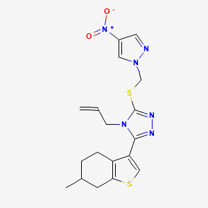 molecular formula C18H20N6O2S2 B4837911 4-allyl-3-(6-methyl-4,5,6,7-tetrahydro-1-benzothien-3-yl)-5-{[(4-nitro-1H-pyrazol-1-yl)methyl]thio}-4H-1,2,4-triazole 