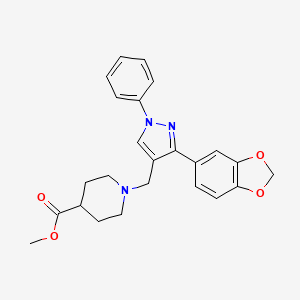 molecular formula C24H25N3O4 B4837917 methyl 1-{[3-(1,3-benzodioxol-5-yl)-1-phenyl-1H-pyrazol-4-yl]methyl}-4-piperidinecarboxylate 
