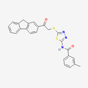 molecular formula C25H19N3O2S2 B4837936 N-(5-{[2-(9H-fluoren-2-yl)-2-oxoethyl]thio}-1,3,4-thiadiazol-2-yl)-3-methylbenzamide 