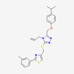 molecular formula C26H28N4OS2 B4837959 4-allyl-3-[(4-isopropylphenoxy)methyl]-5-({[2-(3-methylphenyl)-1,3-thiazol-4-yl]methyl}thio)-4H-1,2,4-triazole 