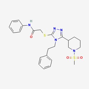 molecular formula C24H29N5O3S2 B4837962 2-{[5-[1-(methylsulfonyl)-3-piperidinyl]-4-(2-phenylethyl)-4H-1,2,4-triazol-3-yl]thio}-N-phenylacetamide 