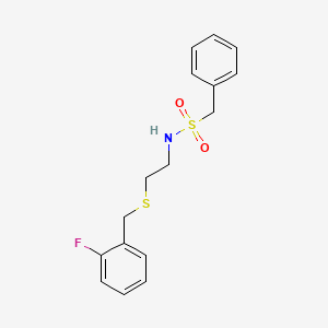 molecular formula C16H18FNO2S2 B4838005 N-{2-[(2-fluorobenzyl)thio]ethyl}-1-phenylmethanesulfonamide 