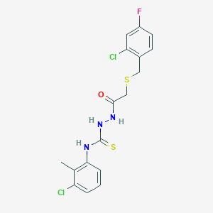 molecular formula C17H16Cl2FN3OS2 B4838030 2-{[(2-chloro-4-fluorobenzyl)thio]acetyl}-N-(3-chloro-2-methylphenyl)hydrazinecarbothioamide 