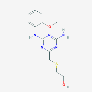 molecular formula C13H17N5O2S B4838066 2-[({4-amino-6-[(2-methoxyphenyl)amino]-1,3,5-triazin-2-yl}methyl)thio]ethanol 