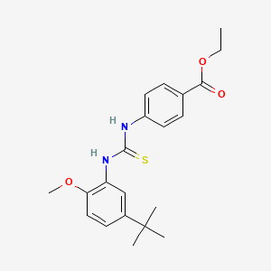 molecular formula C21H26N2O3S B4838101 ethyl 4-({[(5-tert-butyl-2-methoxyphenyl)amino]carbonothioyl}amino)benzoate 