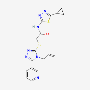molecular formula C17H17N7OS2 B4838126 2-{[4-allyl-5-(3-pyridinyl)-4H-1,2,4-triazol-3-yl]thio}-N-(5-cyclopropyl-1,3,4-thiadiazol-2-yl)acetamide 