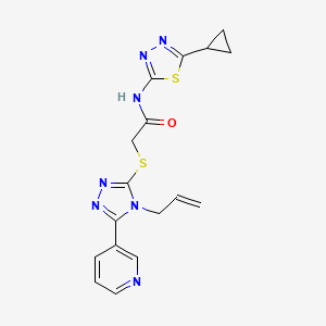 molecular formula C17H17N7OS2 B4838126 N-(5-cyclopropyl-1,3,4-thiadiazol-2-yl)-2-{[4-(prop-2-en-1-yl)-5-(pyridin-3-yl)-4H-1,2,4-triazol-3-yl]sulfanyl}acetamide 