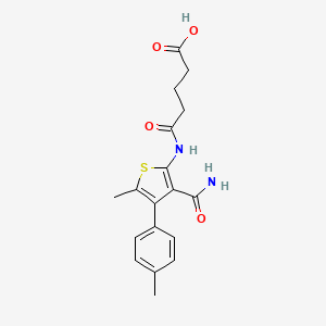 molecular formula C18H20N2O4S B4838146 5-{[3-(aminocarbonyl)-5-methyl-4-(4-methylphenyl)-2-thienyl]amino}-5-oxopentanoic acid 