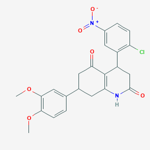 molecular formula C23H21ClN2O6 B4838158 4-(2-chloro-5-nitrophenyl)-7-(3,4-dimethoxyphenyl)-4,6,7,8-tetrahydroquinoline-2,5(1H,3H)-dione 