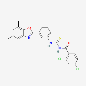 2,4-dichloro-N-({[3-(5,7-dimethyl-1,3-benzoxazol-2-yl)phenyl]amino}carbonothioyl)benzamide